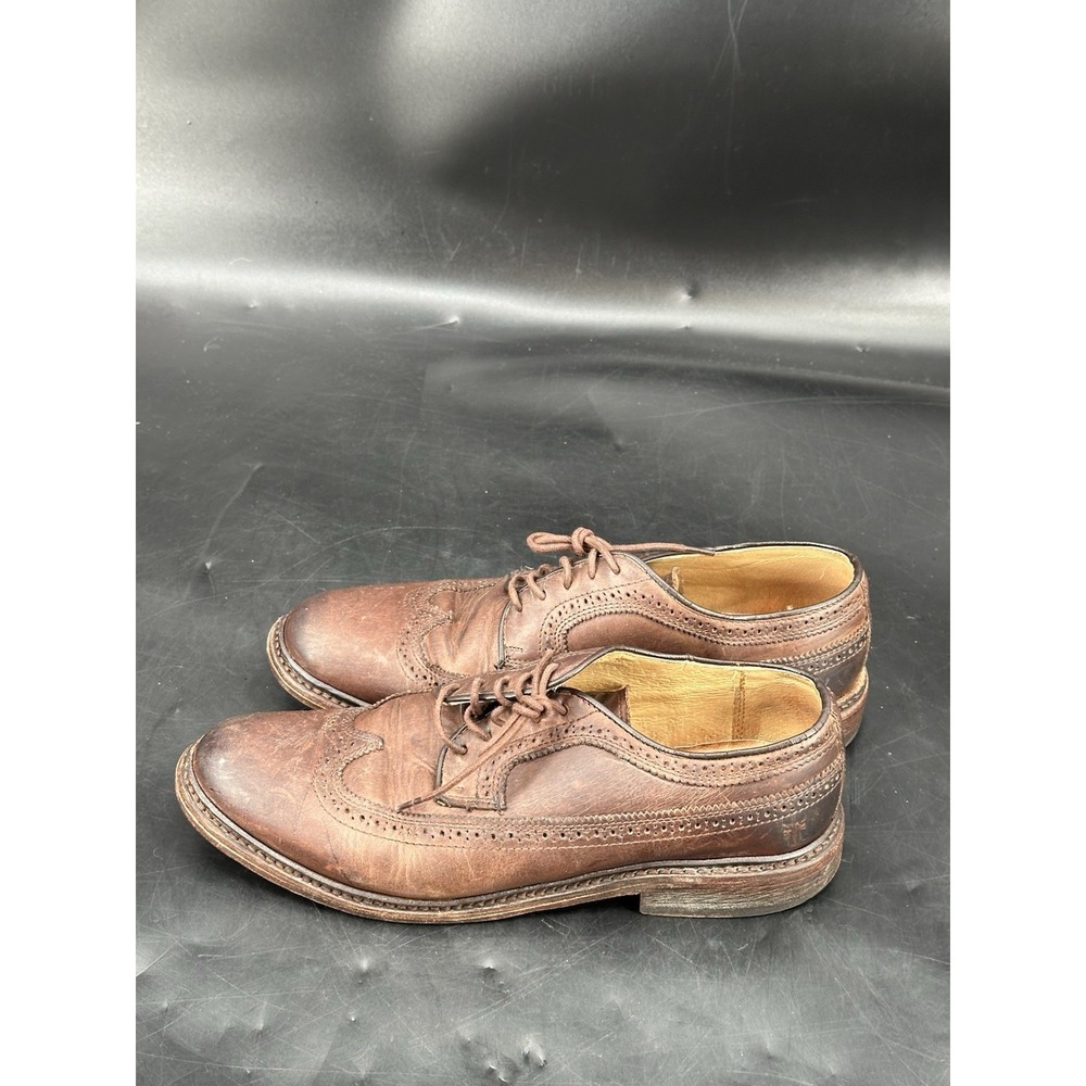 Frye James Wingtip Brown Cognac Leather Oxfords Shoes Lug Sole Size 9.5 B